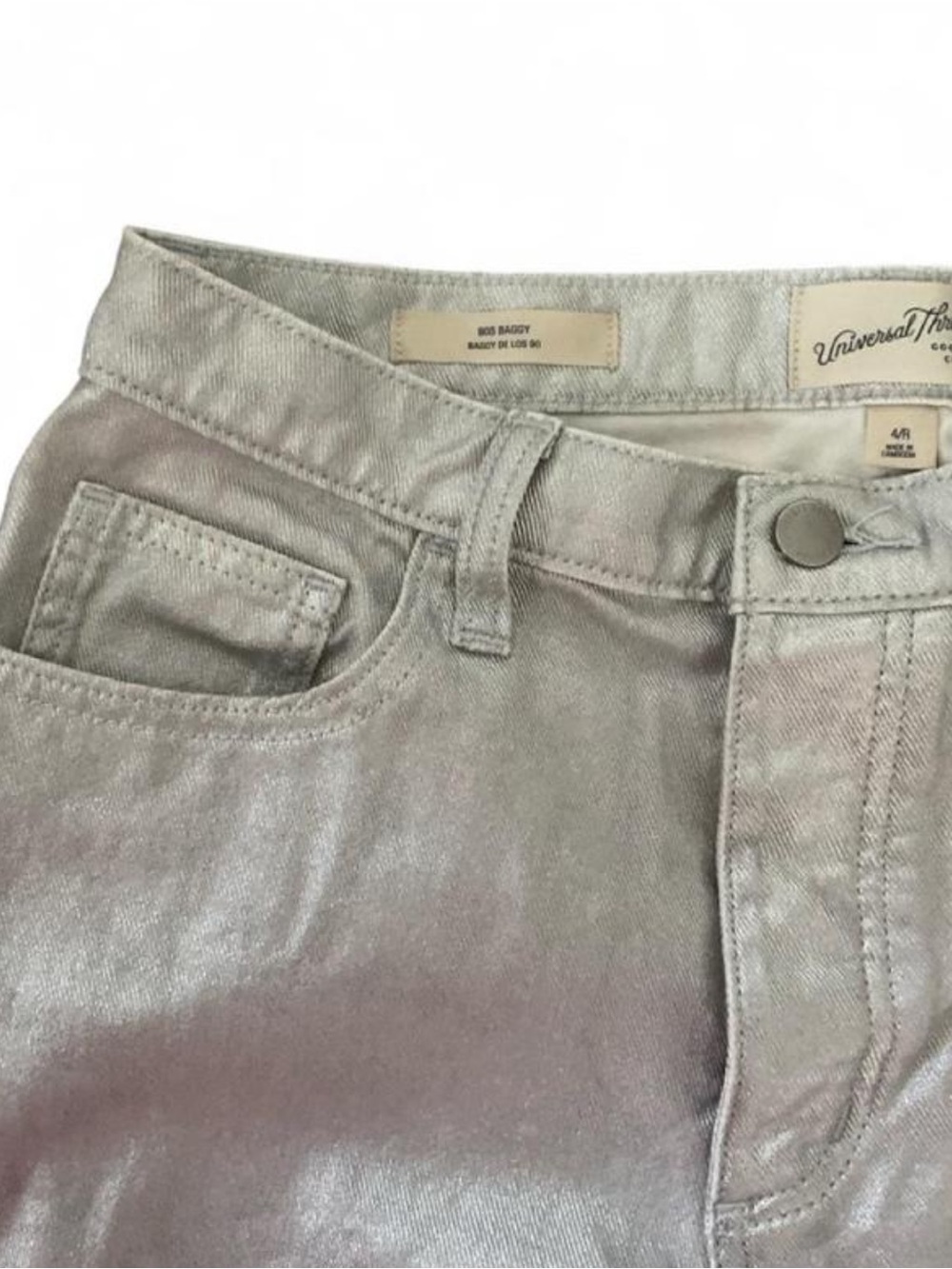 UNIVERSAL THREAD 90s Baggy Metallic Straight Leg Pants - Button Fly SIZE 4/R